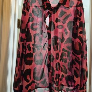 Pink and Black Animal Print Blouse